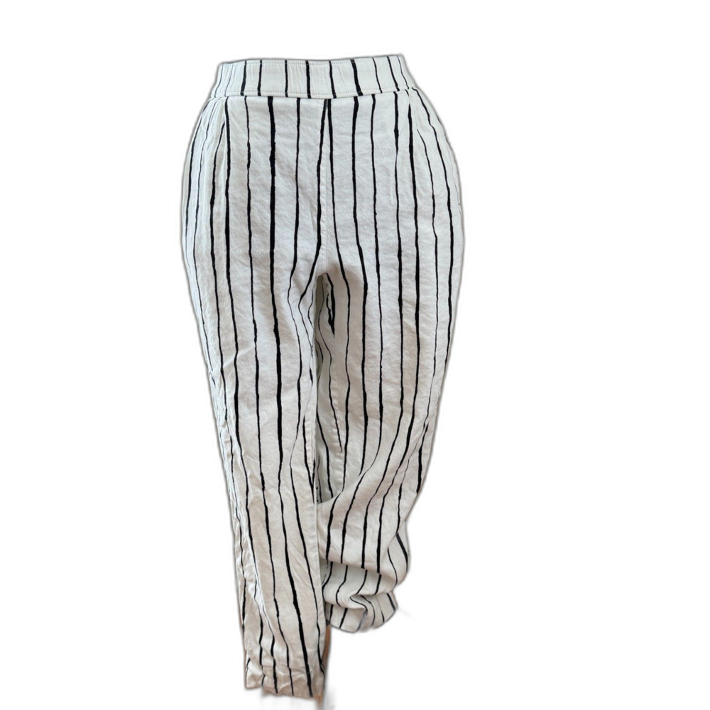 IT HAS POCKETS! Women's Small White with Black Stripes Alfani Linen Pants